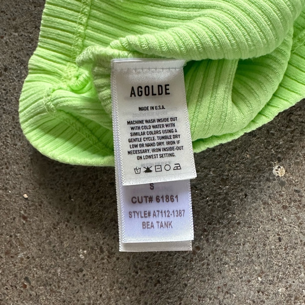 NWT AGOLDE Bea Cutaway Tank Top in Fuji Bright Pale Size Small Ribbed - Picture 12 of 13